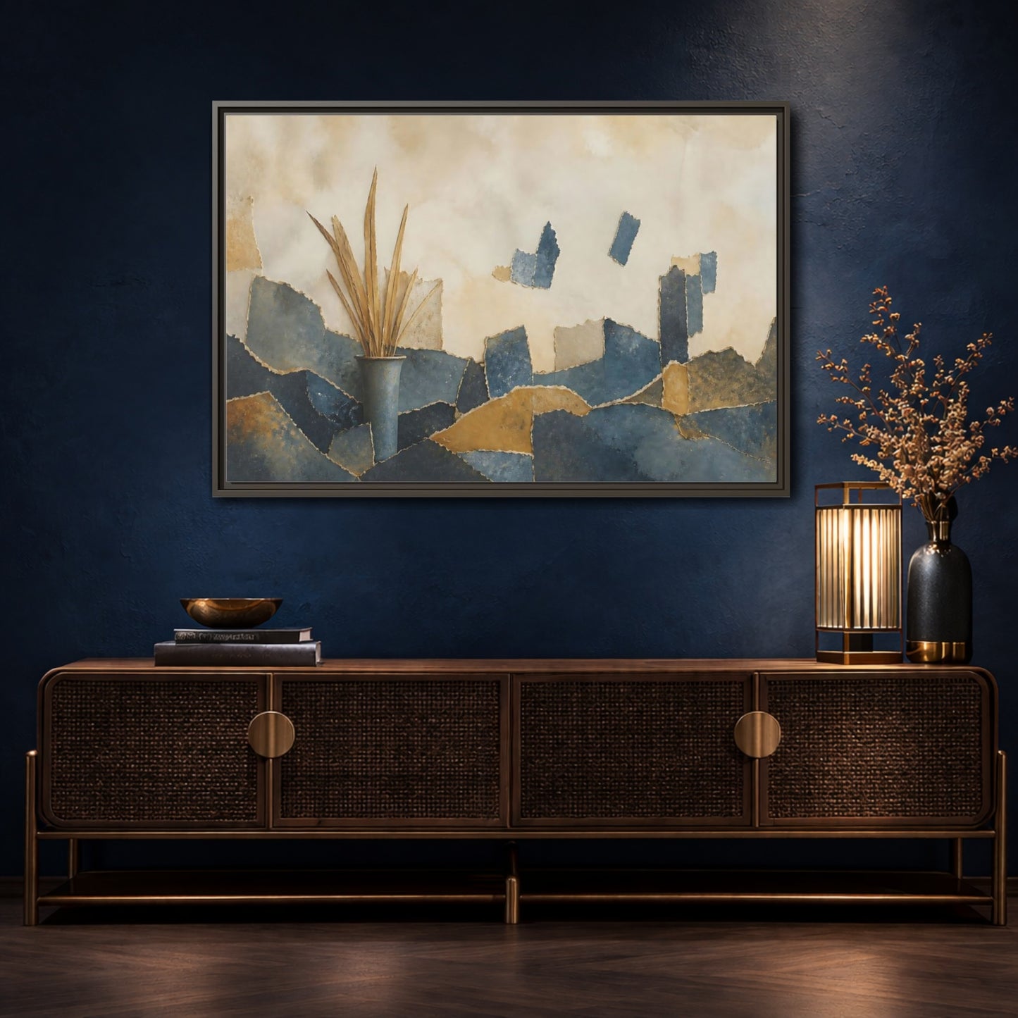 Mockup 4. Dried Leaves In Vase shown as framed canvas print