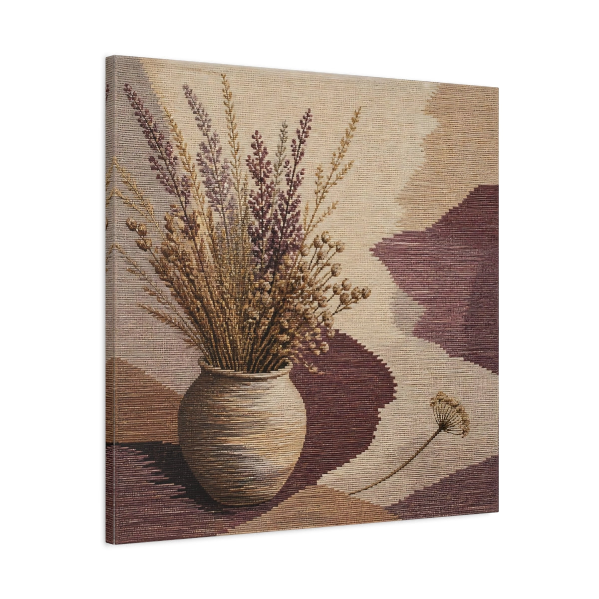 Side Mockup 3. Dried Meadow Stems Vase shown as canvas print
