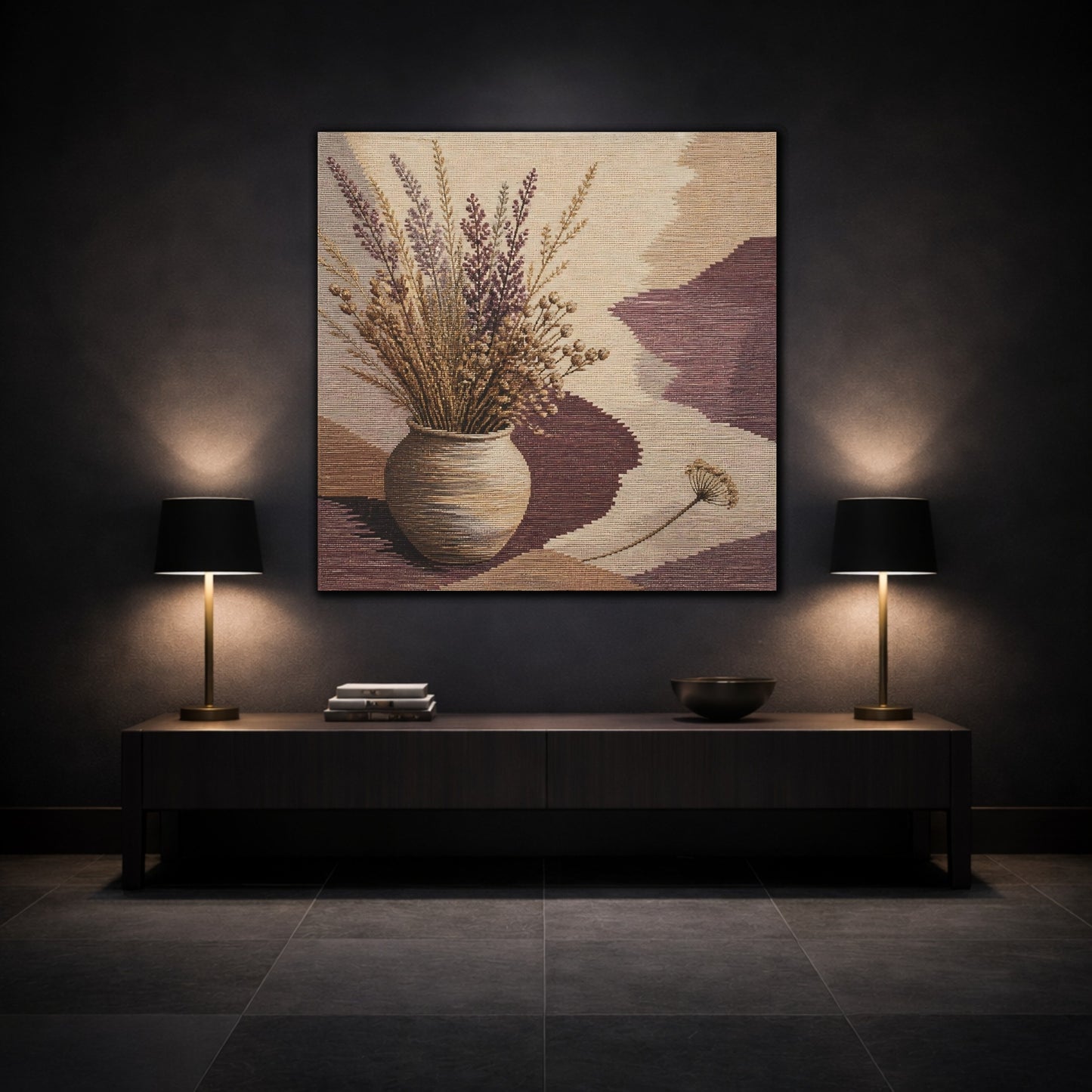 Mockup 3. Dried Meadow Stems Vase shown as canvas print