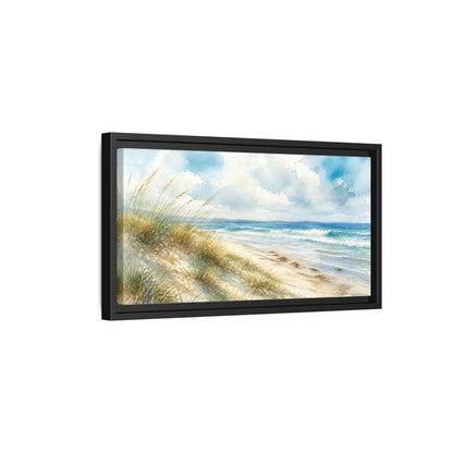 Side Mockup 8. Dune Grass Seascape shown as framed canvas print
