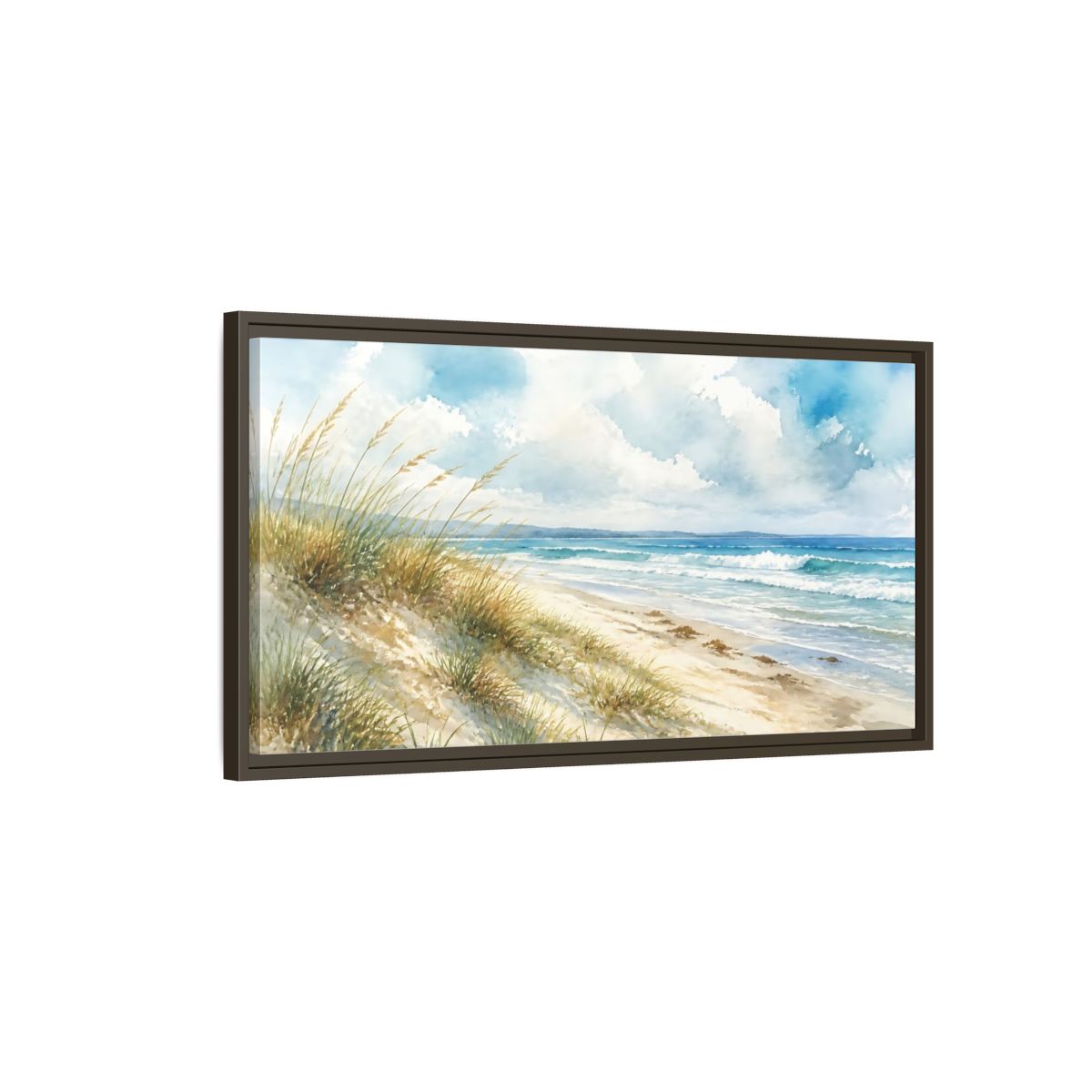 Main Mockup. Dune Grass Seascape shown as framed canvas print