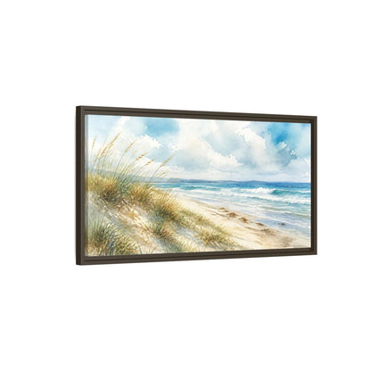 Main Mockup. Dune Grass Seascape shown as framed canvas print