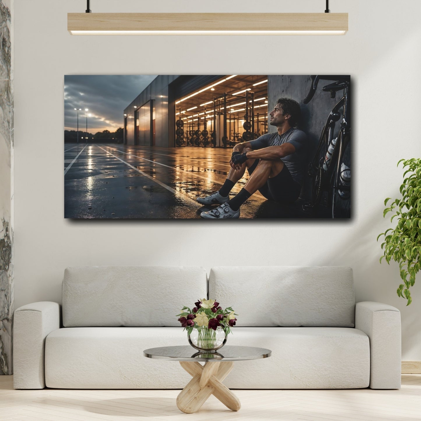 Mockup 2. Dusk Cycling Recovery shown as canvas print