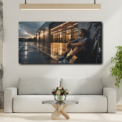 Mockup 2. Dusk Cycling Recovery shown as canvas print