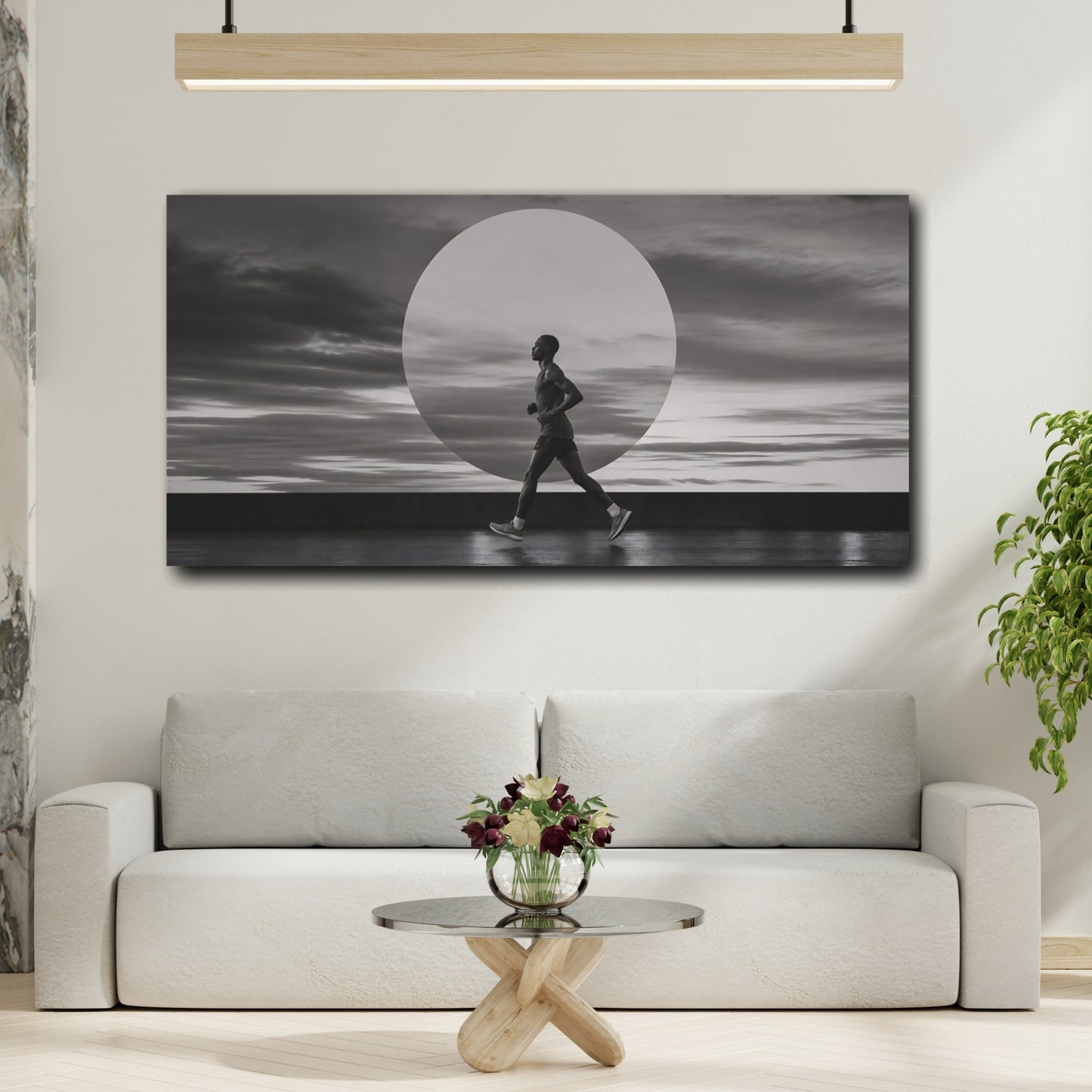 Mockup 2. Dusk Runner Silhouette shown as canvas print