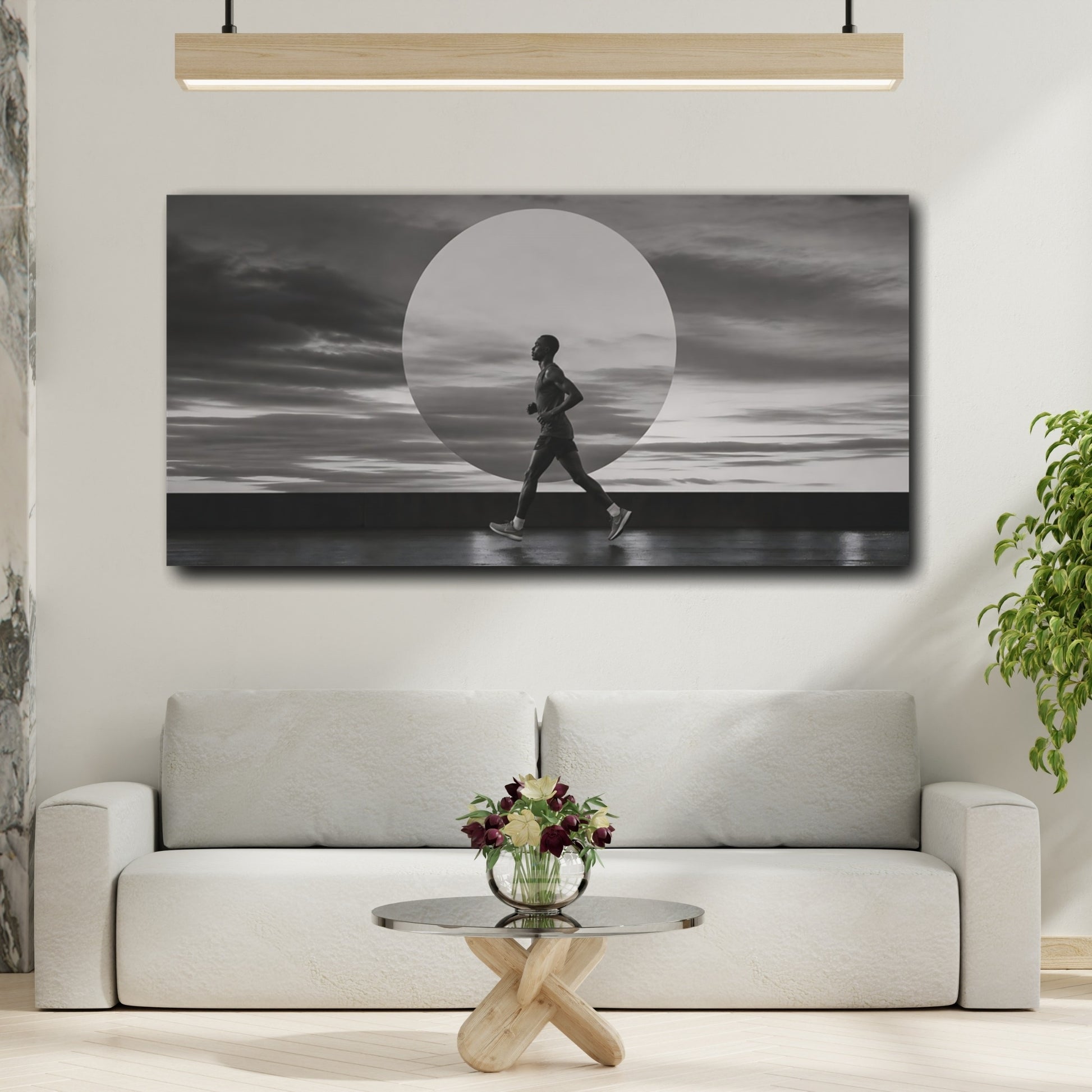 Mockup 2. Dusk Runner Silhouette shown as canvas print