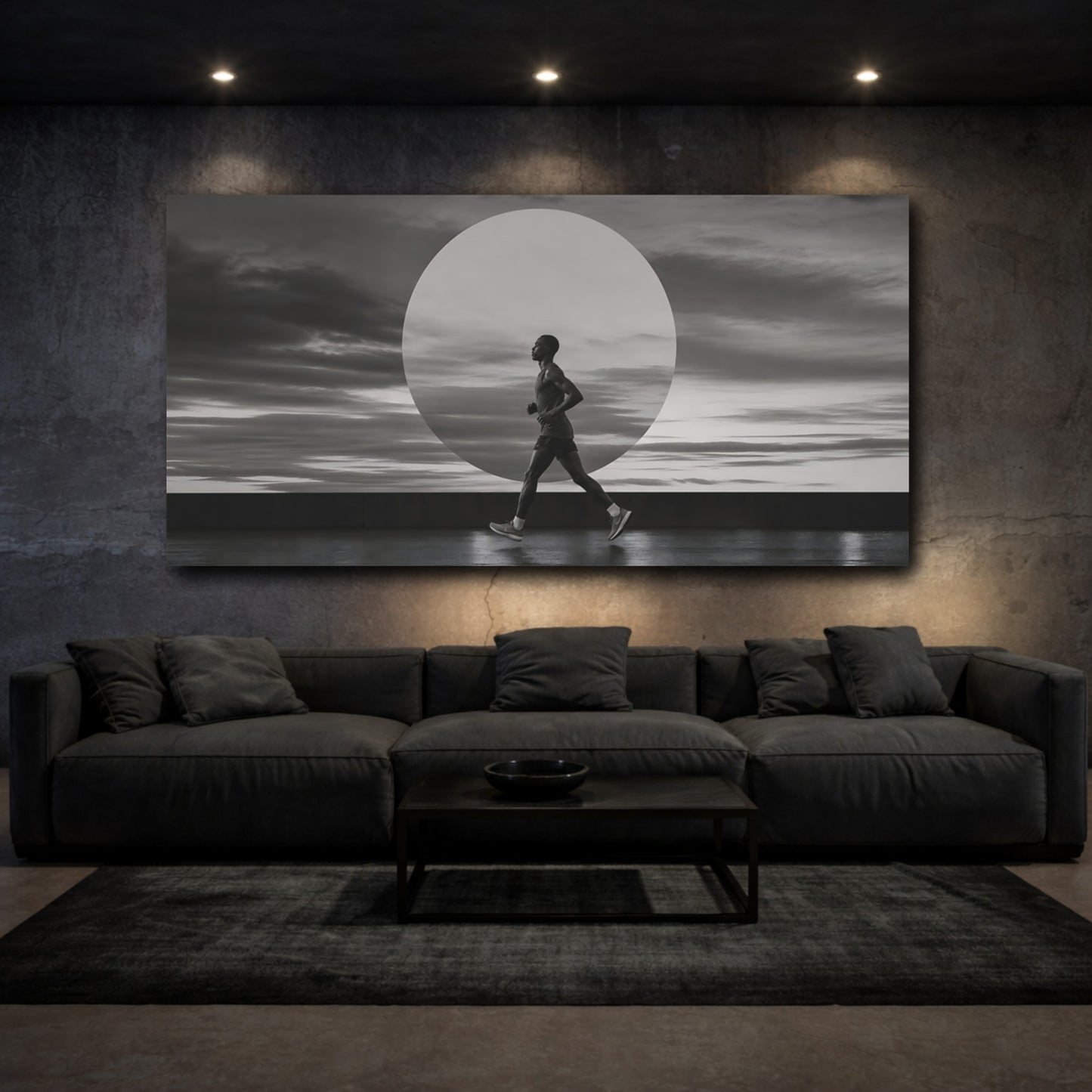 Mockup 3. Dusk Runner Silhouette shown as canvas print