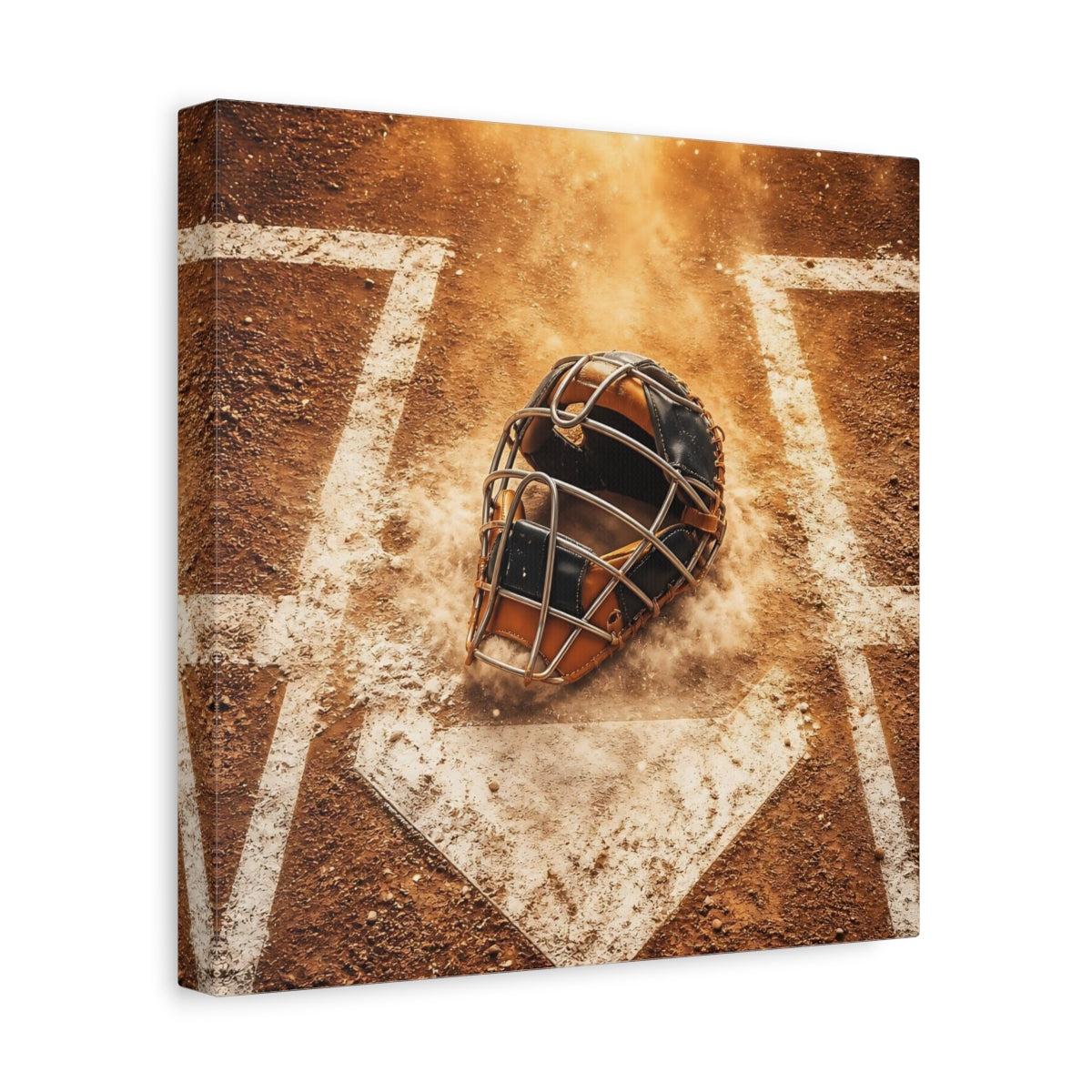 Side Mockup 8. Dusty Catcher's Mask shown as canvas print