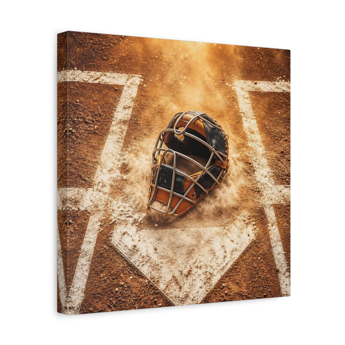 Side Mockup 7. Dusty Catcher's Mask shown as canvas print