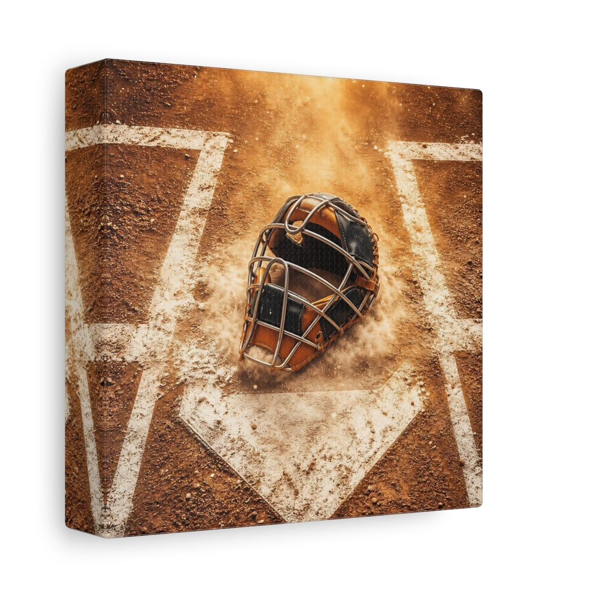 Side Mockup 2. Dusty Catcher's Mask shown as canvas print
