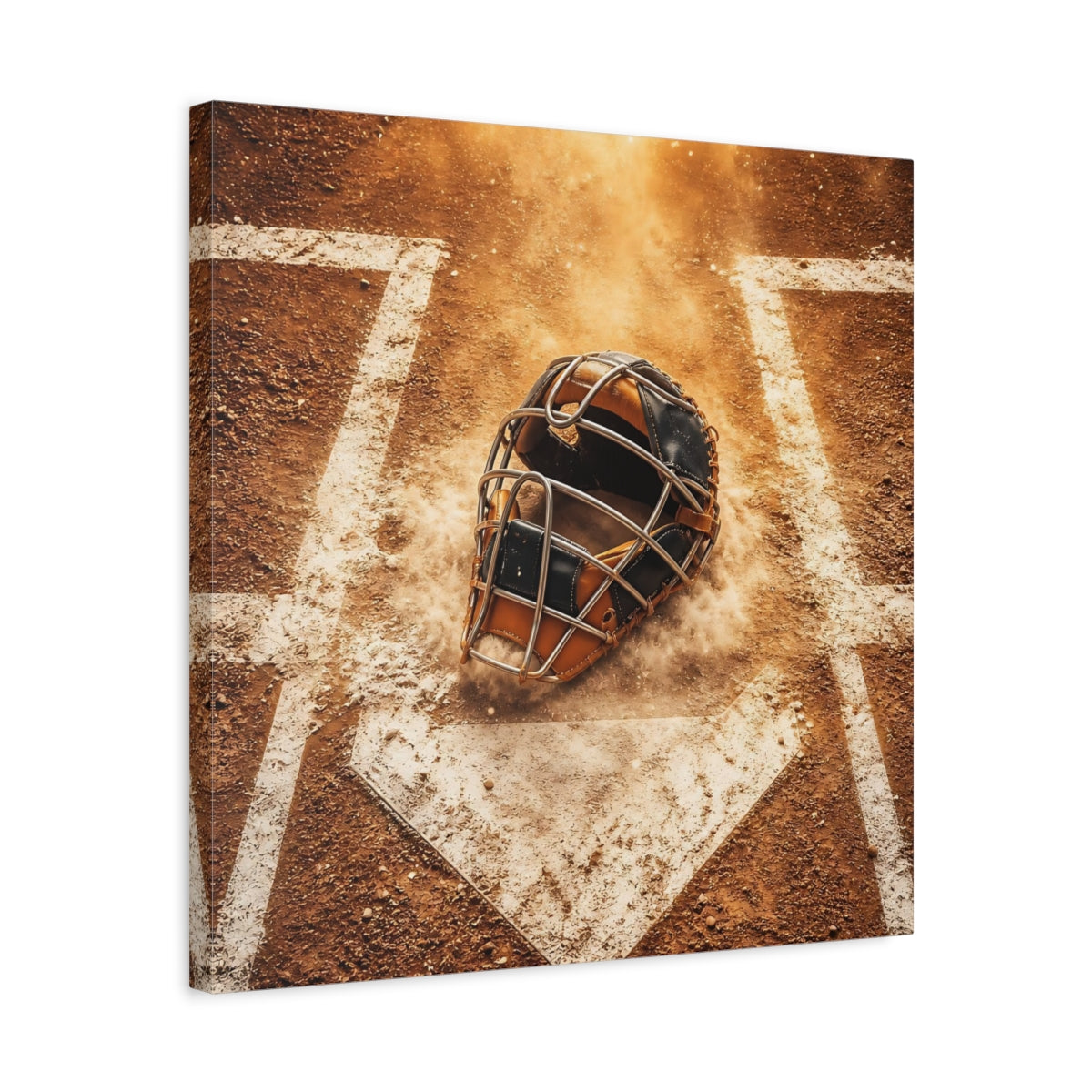 Side Mockup 5. Dusty Catcher's Mask shown as canvas print