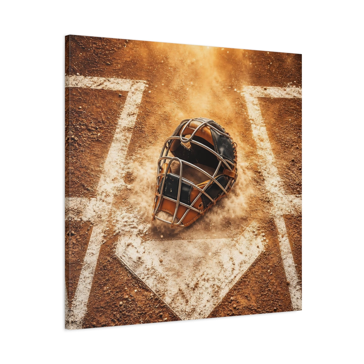 Main Mockup. Dusty Catcher's Mask shown as canvas print