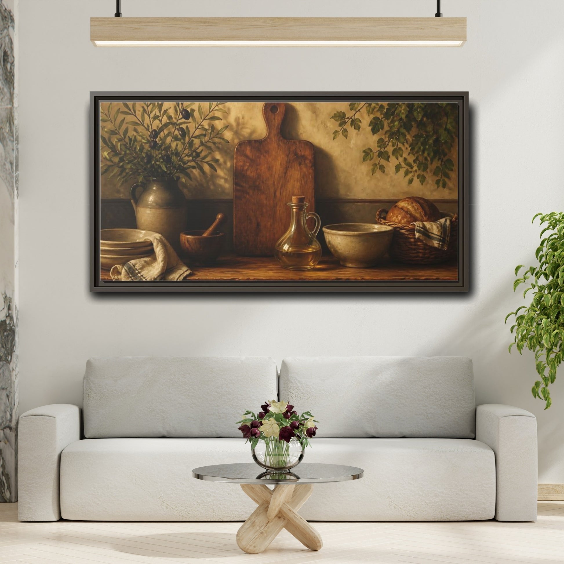 Mockup 2. Dutch Kitchen Still Life shown as framed canvas print