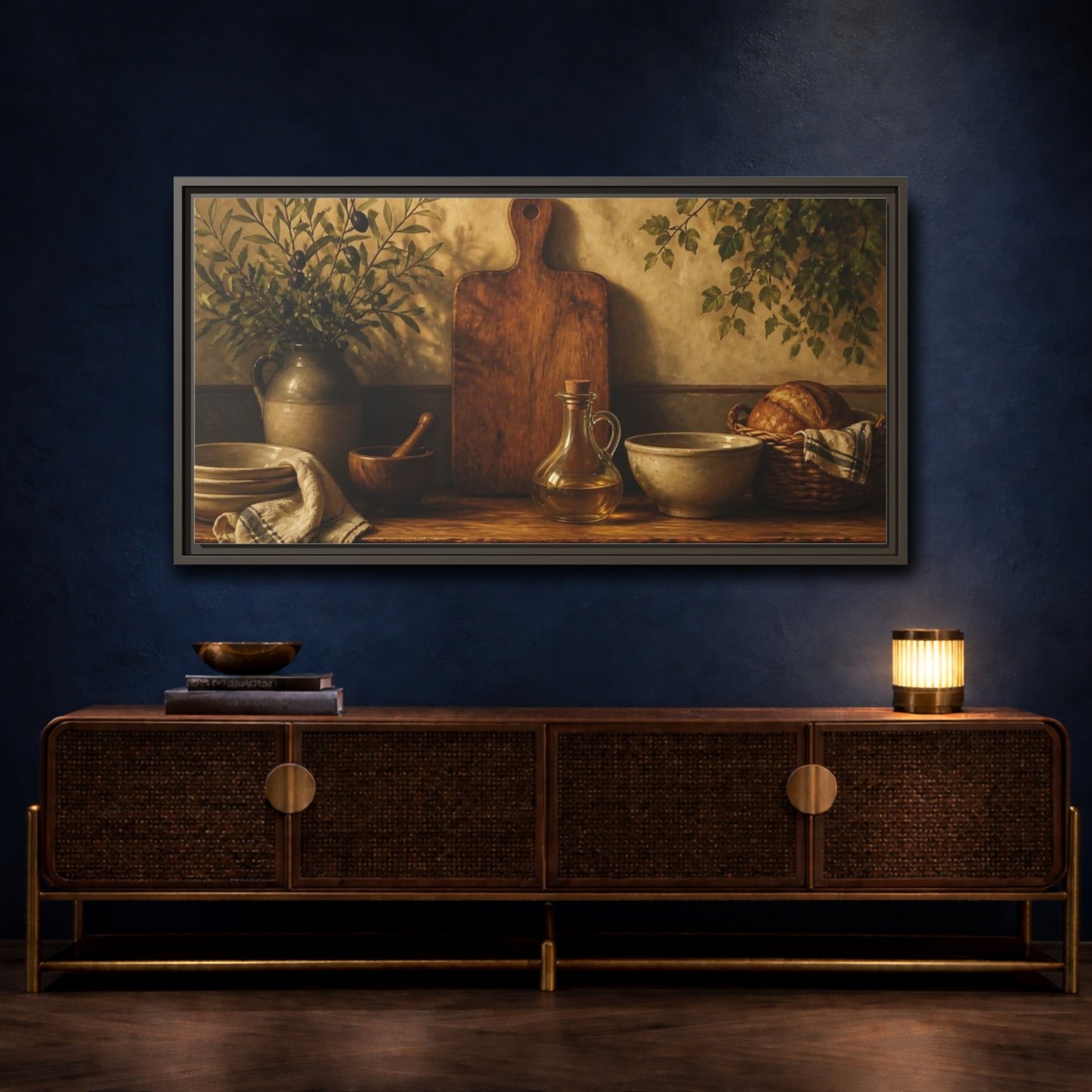 Mockup 4. Dutch Kitchen Still Life shown as framed canvas print