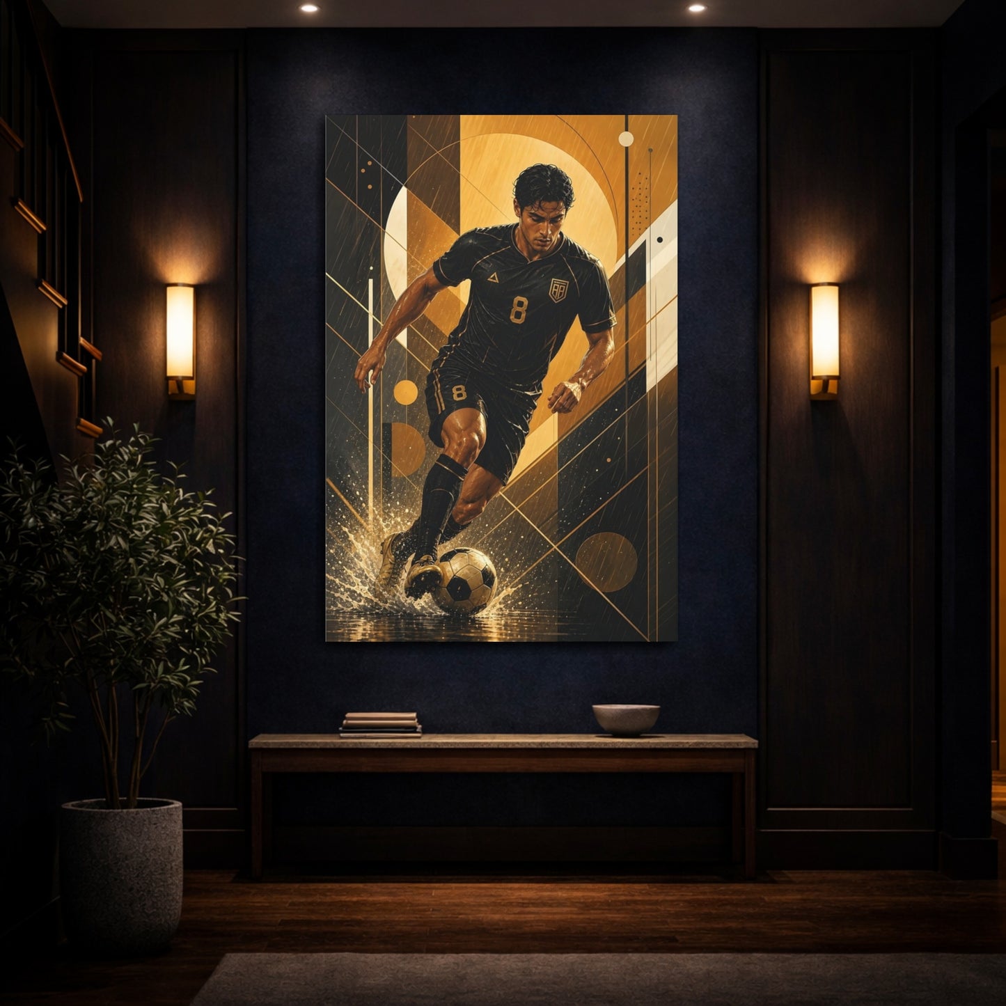 Mockup 4. Dynamic Golden Striker shown as canvas print