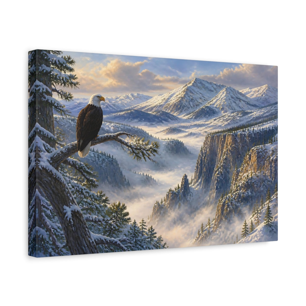 Side Mockup 4. Eagle Mountain Landscape shown as canvas print