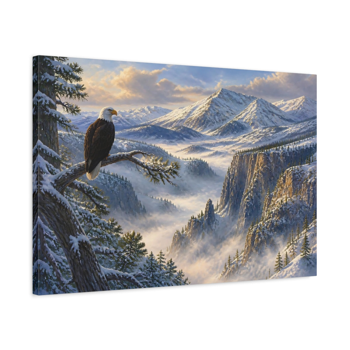 Side Mockup 2. Eagle Mountain Landscape shown as canvas print