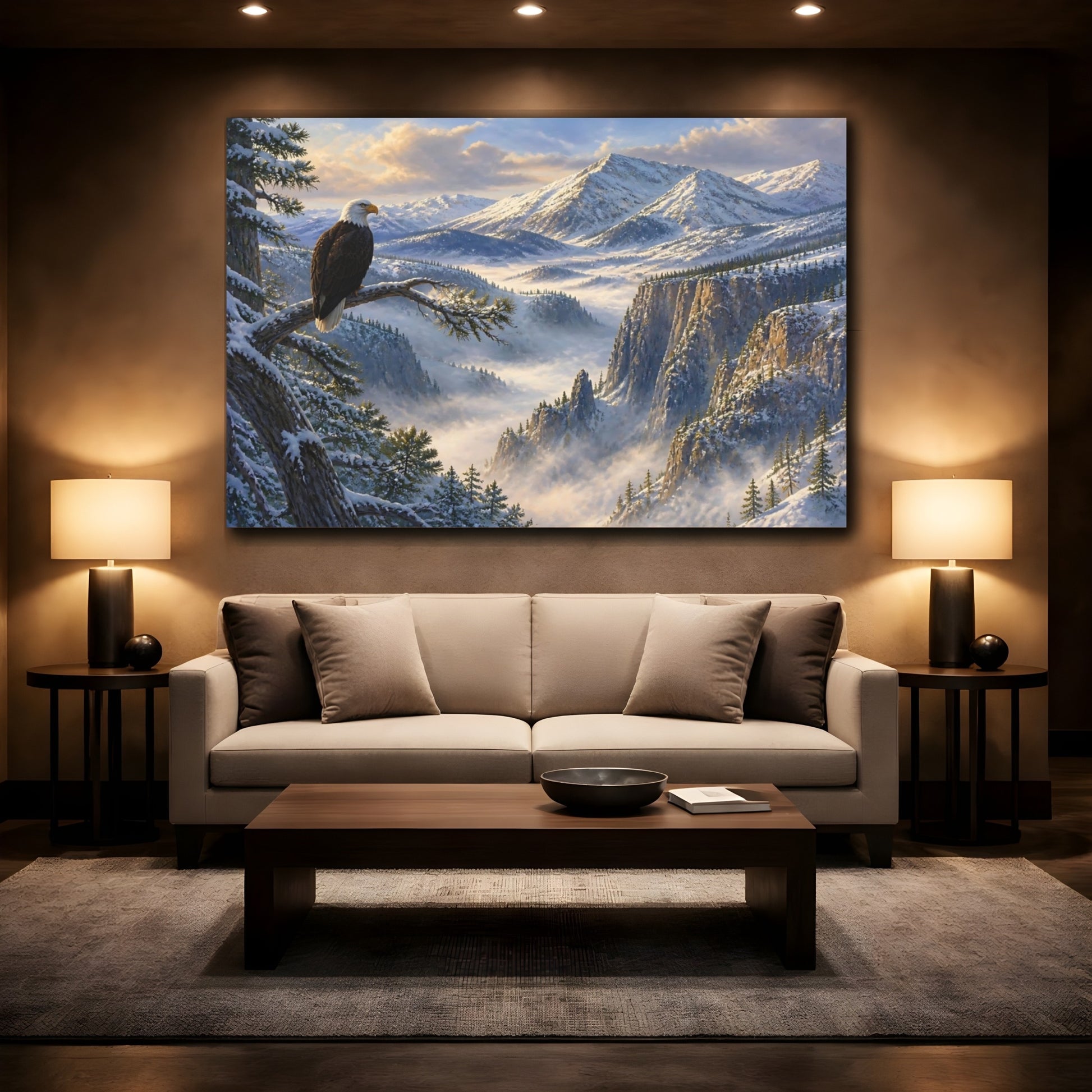 Mockup 2. Eagle Mountain Landscape shown as canvas print