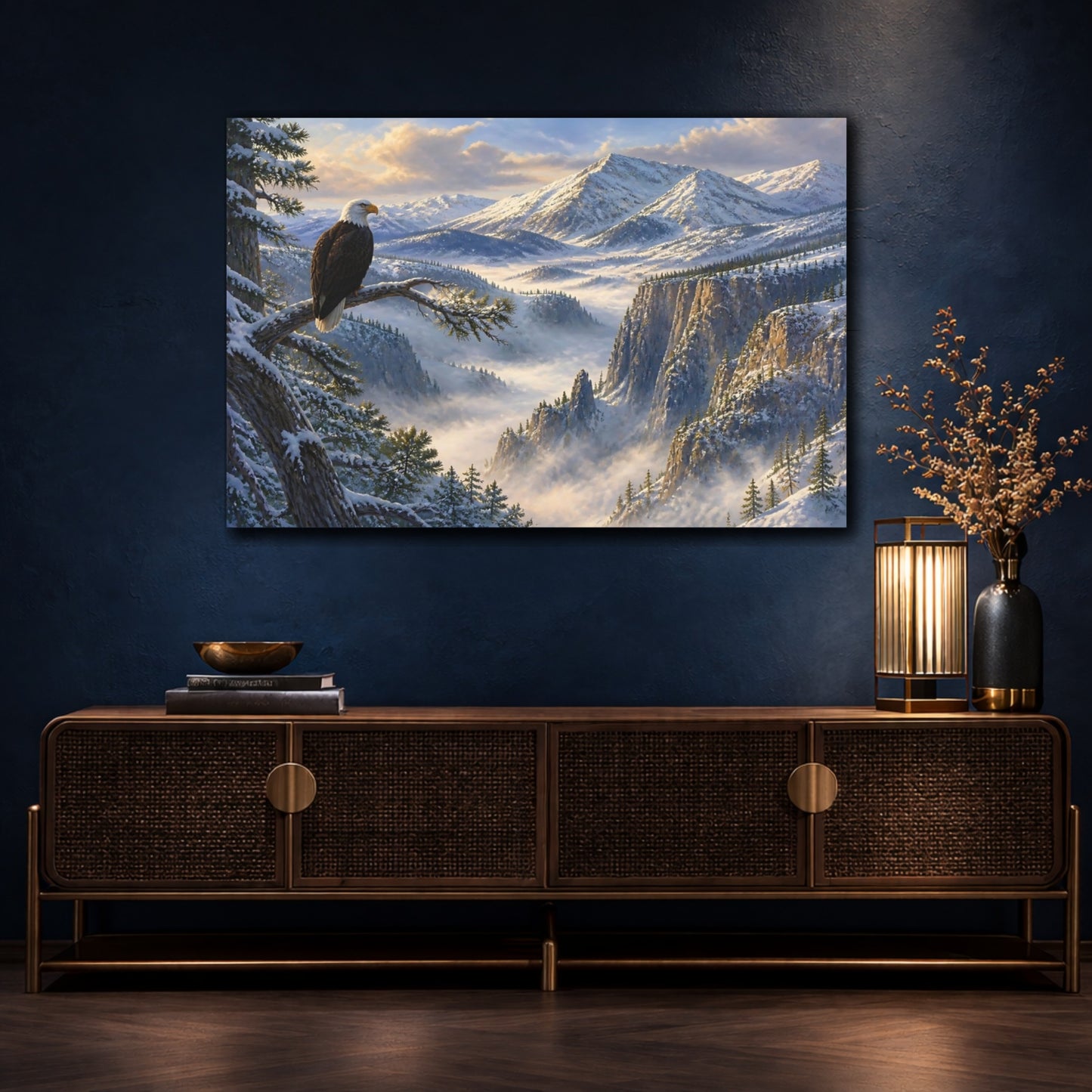 Mockup 4. Eagle Mountain Landscape shown as canvas print