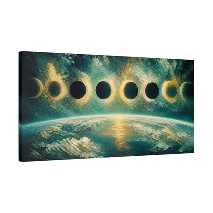Side Mockup 1. Earth With Lunar Phases shown as canvas print