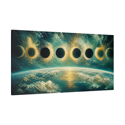 Side Mockup 2. Earth With Lunar Phases shown as canvas print