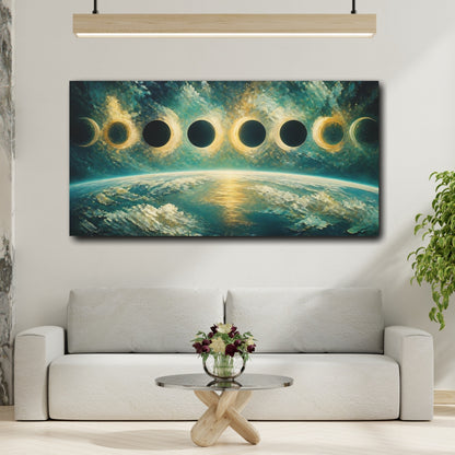 Mockup 2. Earth With Lunar Phases shown as canvas print