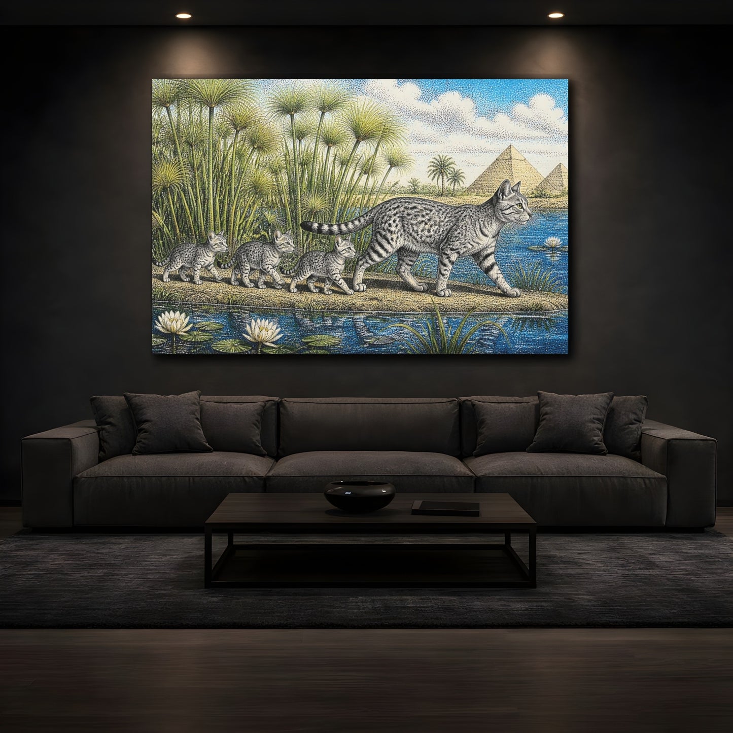 Mockup 3. Egyptian Mau Pets Parade shown as canvas print