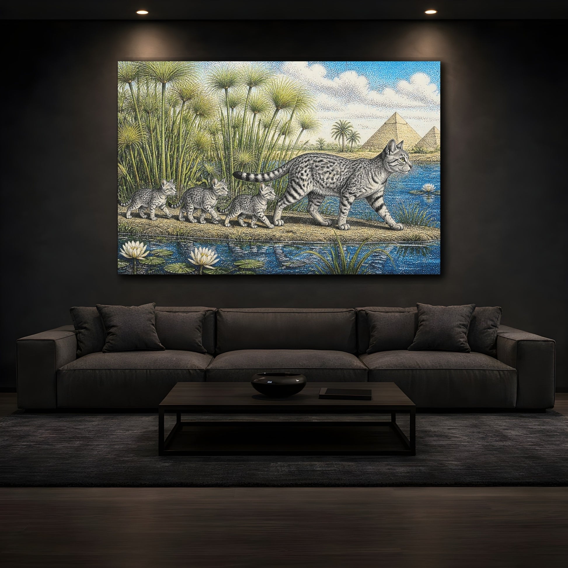 Mockup 3. Egyptian Mau Pets Parade shown as canvas print