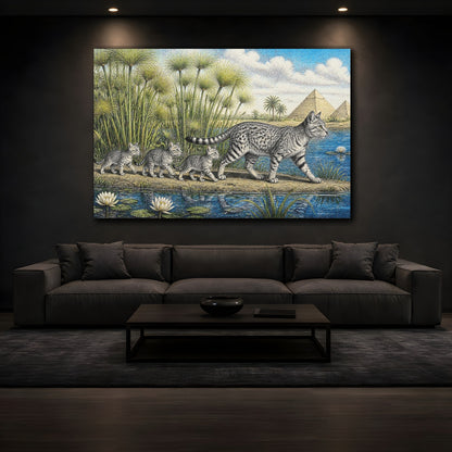 Mockup 3. Egyptian Mau Pets Parade shown as canvas print