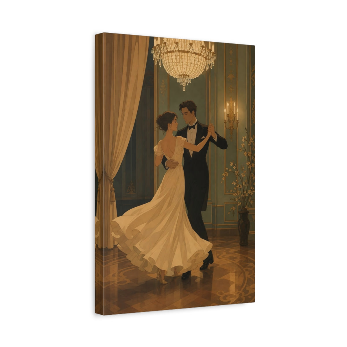 Side Mockup 4. Elegant Ballroom Waltz shown as canvas print