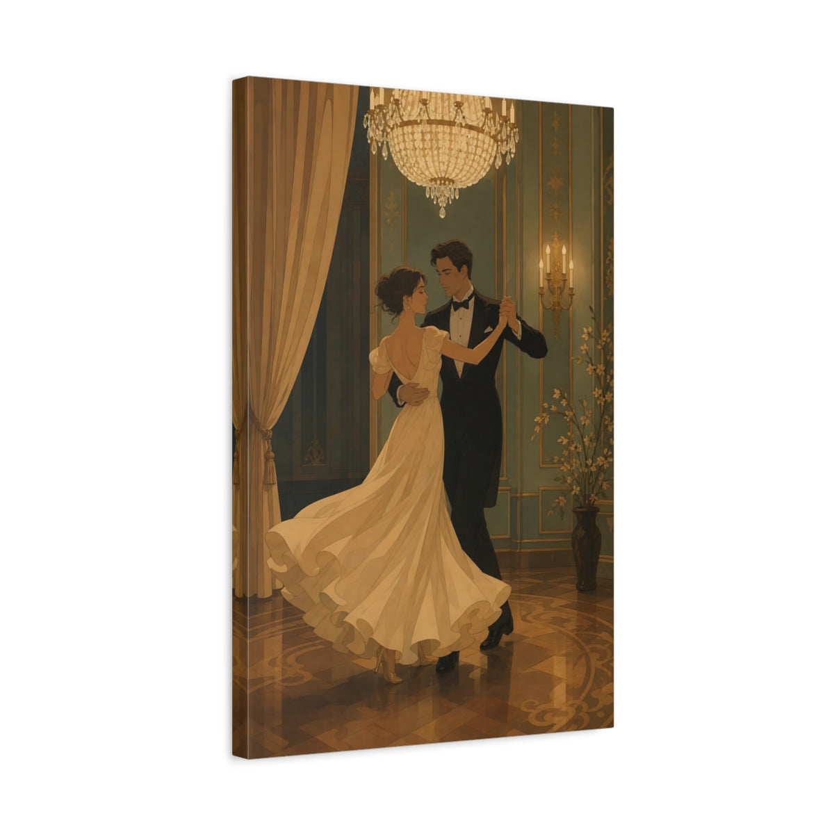 Side Mockup 3. Elegant Ballroom Waltz shown as canvas print