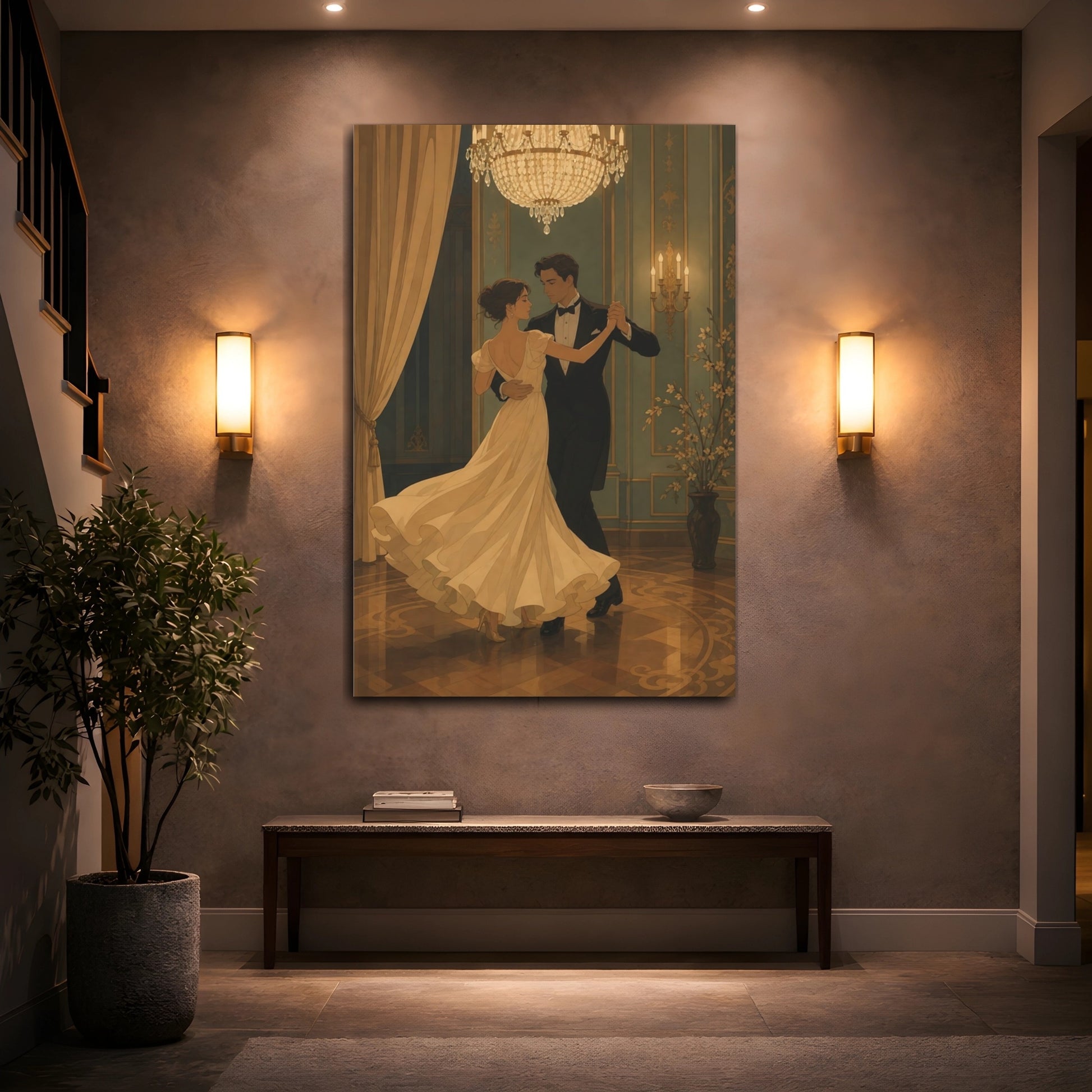 Mockup 2. Elegant Ballroom Waltz shown as canvas print