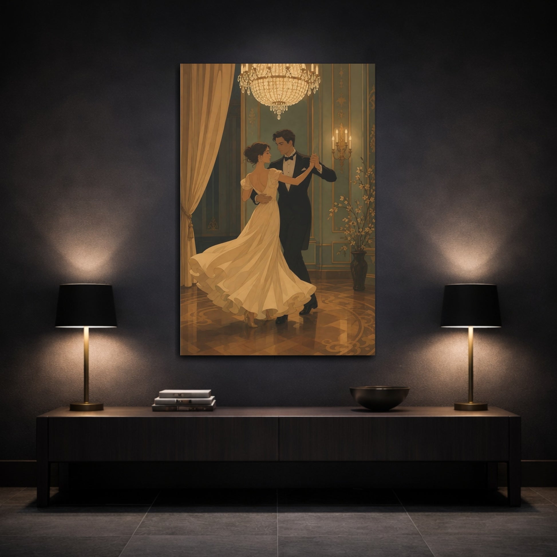 Mockup 3. Elegant Ballroom Waltz shown as canvas print