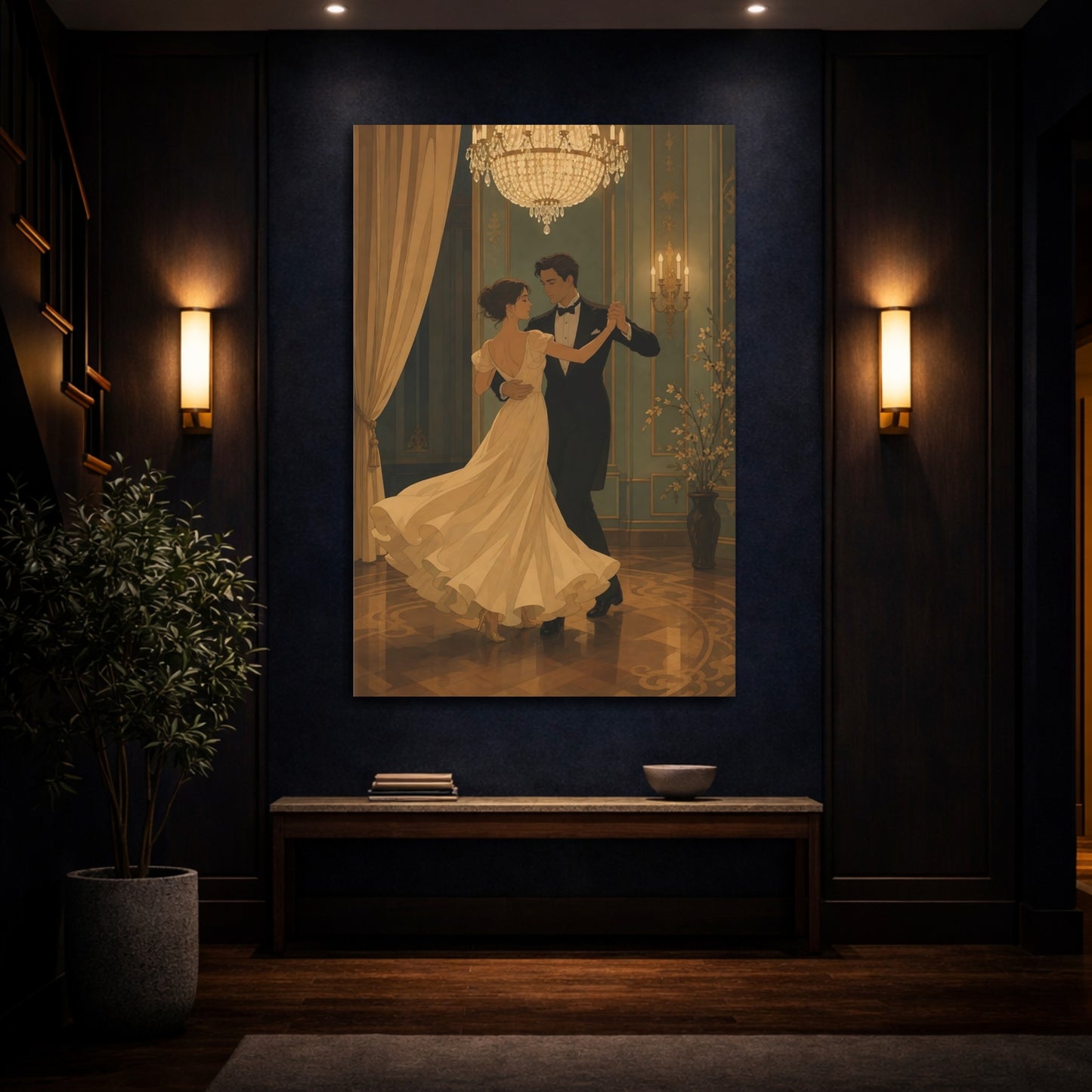Mockup 4. Elegant Ballroom Waltz shown as canvas print