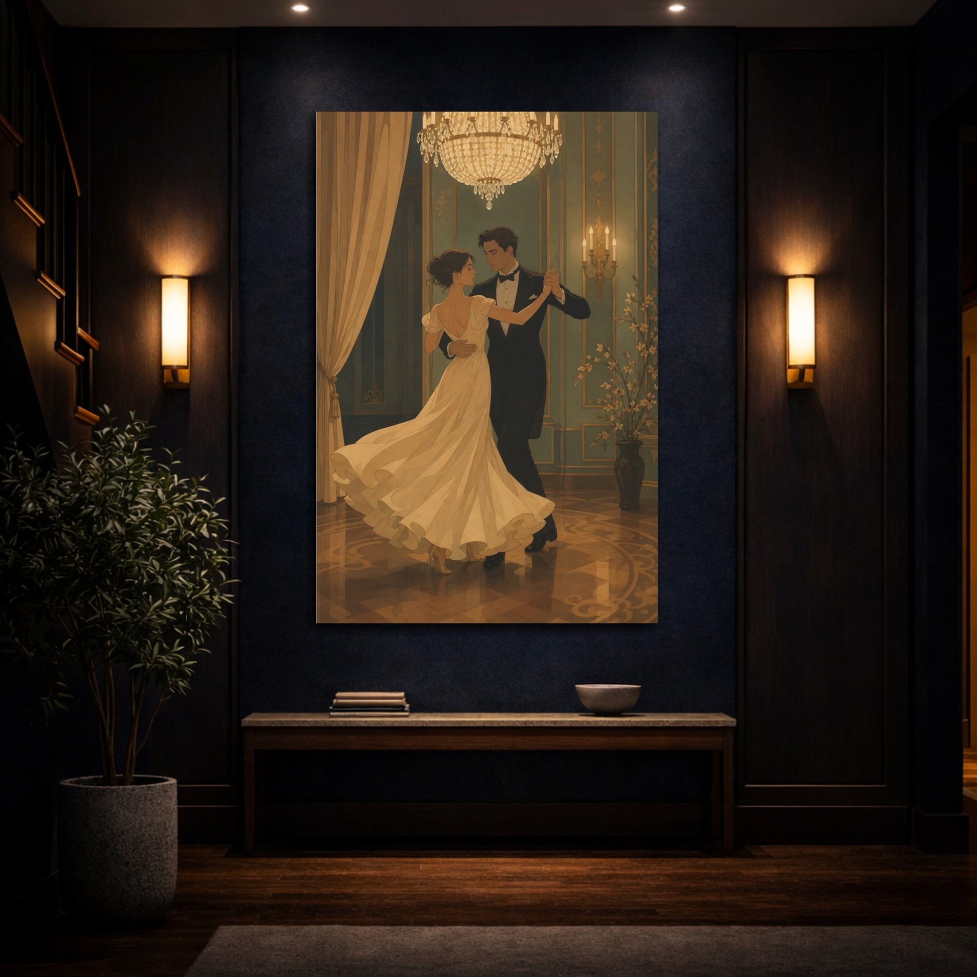 Mockup 4. Elegant Ballroom Waltz shown as canvas print