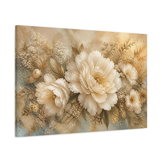 Main Mockup. Elegant Ivory Peonies shown as canvas print