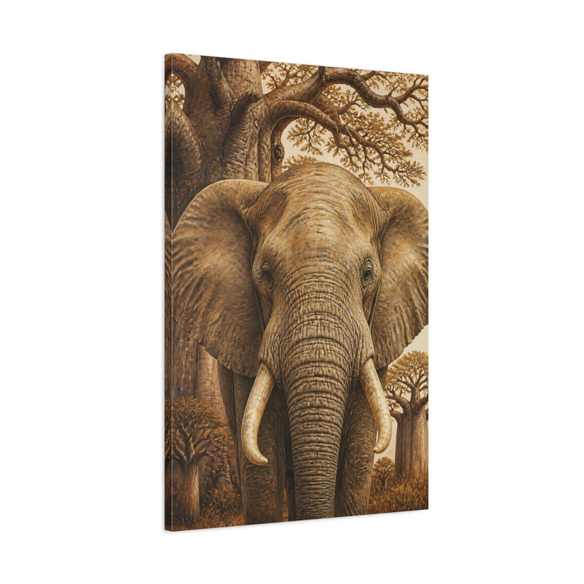 Main Mockup. Elephant Animals Illustration shown as canvas print