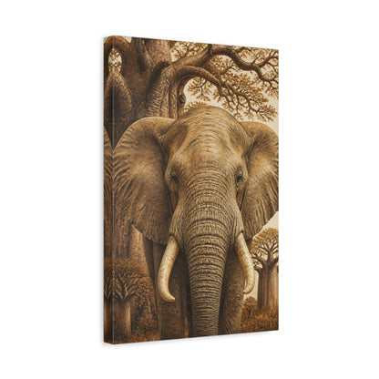 Side Mockup 4. Elephant Animals Illustration shown as canvas print