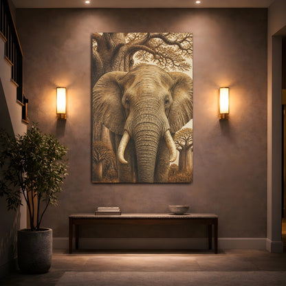 Mockup 2. Elephant Animals Illustration shown as canvas print