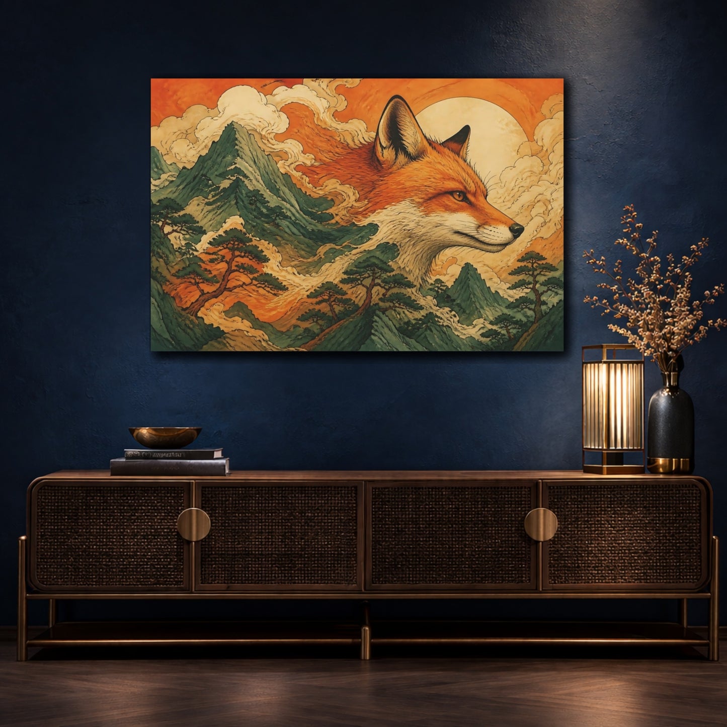 Mockup 4. Ember Fox Ridge shown as canvas print