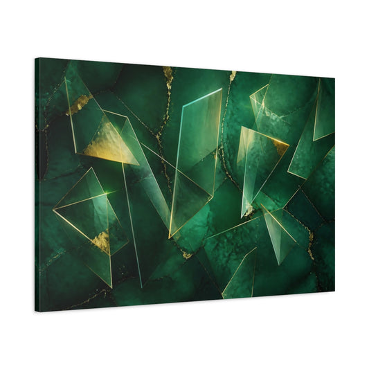 Main Mockup. Emerald Geometric Prisms shown as canvas print