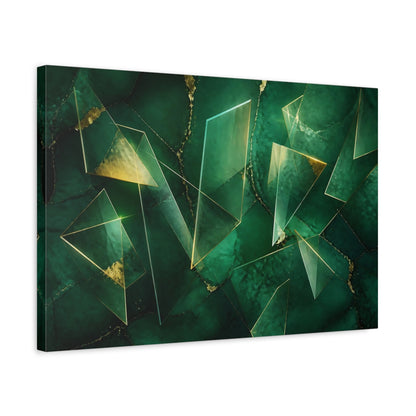 Side Mockup 3. Emerald Geometric Prisms shown as canvas print