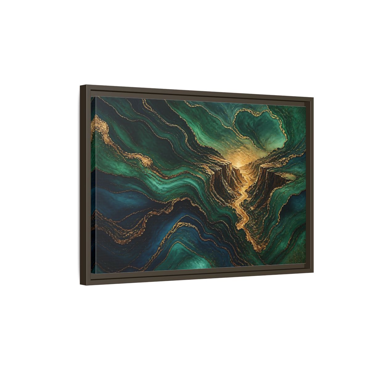 Side Mockup 2. Emerald Gold Canyon shown as framed canvas print