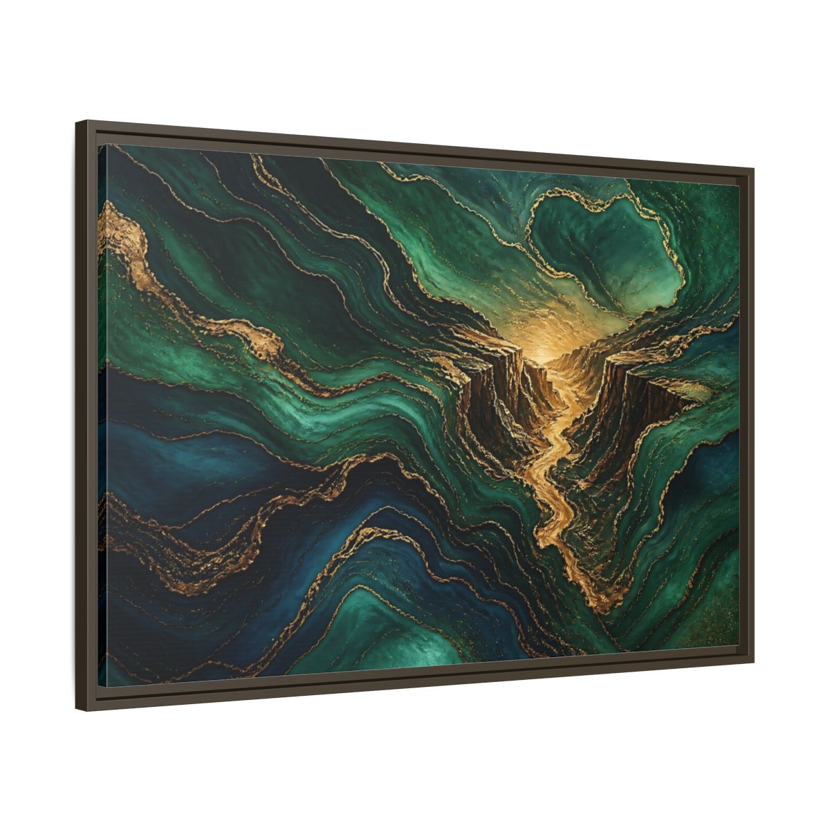 Main Mockup. Emerald Gold Canyon shown as framed canvas print