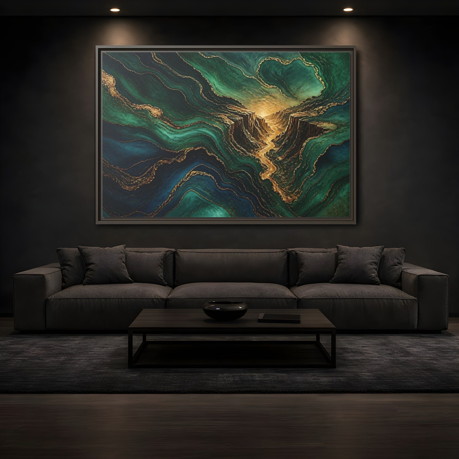 Mockup 3. Emerald Gold Canyon shown as framed canvas print