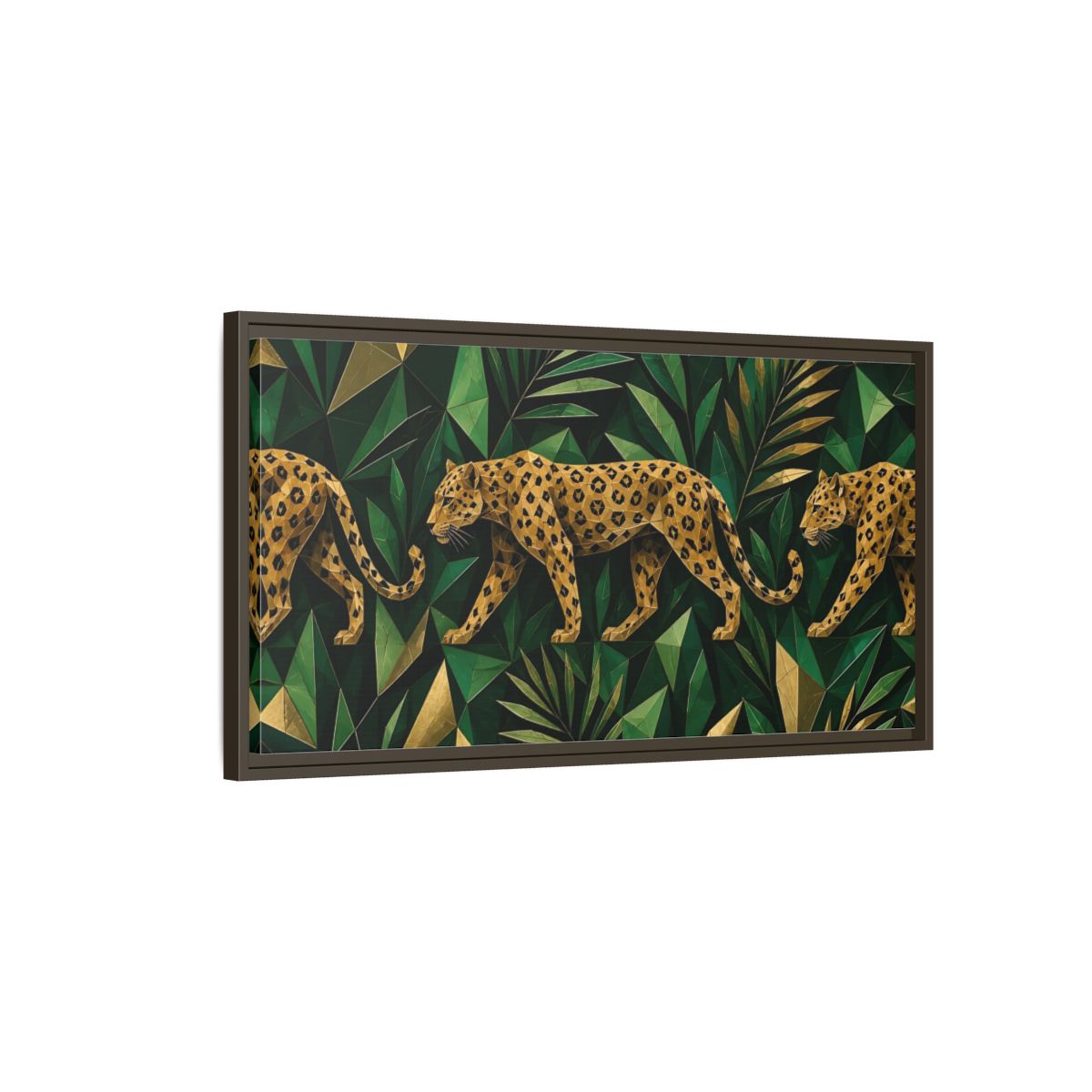 Main Mockup. Emerald Jungle Leopard shown as framed canvas print