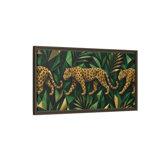 Main Mockup. Emerald Jungle Leopard shown as framed canvas print