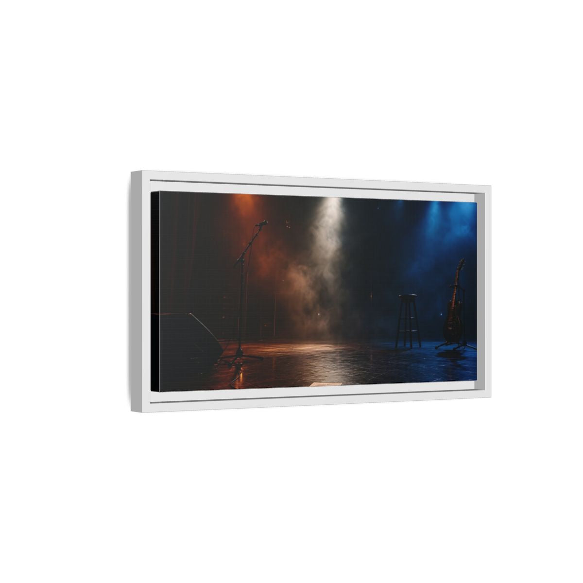 Side Mockup 6. Empty Concert Stage shown as framed canvas print