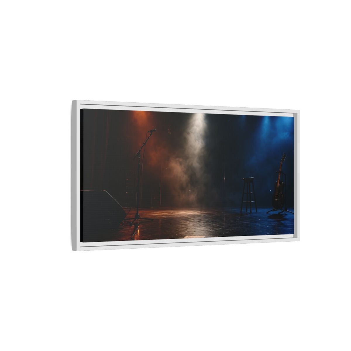 Side Mockup 1. Empty Concert Stage shown as framed canvas print