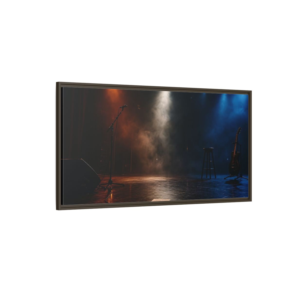 Side Mockup 4. Empty Concert Stage shown as framed canvas print